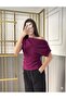 Drape/Ruched Detailed Draped Asymmetric Collar Knitted Crepe Fabric Blouse 0028 - 2