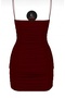 Women's Burgundy Strappy Gathered Draped Fully Lined No-Show Mini Dress - 2