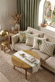 Green Beige Bohemian Tropical Palm Patterned 4-Piece Throw Pillow Cover 1 Runner Set 4Kmbs338-Rs