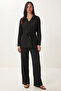 Textured Top and Bottom Set with Tie-Up Detail Lci0067 Black