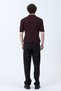 Men's Half Zip Polo Collar Ribbed Knitwear T-Shirt Claret Red - 26Y 683 - 7
