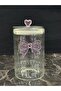 Medium Size Decorative Glass Jar – Heart Lid with Ribbon Detail Candy Jar - Ribbon Jar - 4