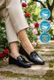 Black Patent Leather Genuine Leather Women's Casual Shoes - 3