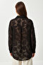 Textured Transparent Oversize Woven Shirt Lci0066 Aci Brown - 4