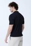 Men's Half Zip Polo Collar Ribbed Knitwear T-Shirt Navy Blue - 26Y 683 - 6