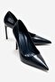 Velorien Navy Blue Leather Women's Heeled Shoes