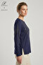 Women's Spiral Stick Patterned Collar and Skirt, Stone Embroidered, Slit, Lycra, Mother's Combed Cotton Blouse - 2