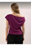Drape/Ruched Detailed Draped Asymmetric Collar Knitted Crepe Fabric Blouse 0028 - 4