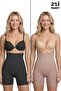 High Waist Shaping Laser Cut Women's Corset Black-Brown 2-Pack