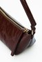 Hira Faux Leather Wrinkled Patent Leather Women's Evening Dress Mini Hand and Shoulder Bag Brown - 4