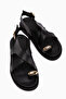 Jolie Black Buckle Toe-Strap Women's Sandals - 5