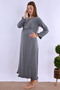 Cotton Comfortable Cut Maternity Nightgown with Hidden Breastfeeding Feature Effortt - Smoked - 7