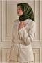 Oil Green Piping Detail Patterned Muslin Scarf