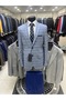 Wool-Cotton Combination Men's Suit (Jacket Checked. Pants Duz) - 2