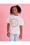 Girls White Printed T-Shirt