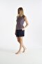 20210 Women's Navy Blue Zero-Sleeve Round Wide Collar Shorts Set - 2