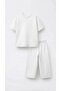 Girl's White T-Shirt Tracksuit Set Plain Premium Comfortable 2-Piece Combination Luxury - 4