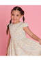 Girls White Green Leaf Printed Dress - 2