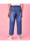 Girls Navy Straight Fit Paper Bag Jeans - 3