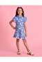 Girls Blue Printed Shirt And Skirt Casual Set