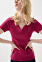 Heart Neckline Cotton Camisole Blouse - Fuchsia - 4