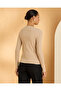 Women Beige Pleated Knit Top - 3