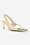 Women's Stiletto Pointed Toe Open Back Buckle Elastic Short Classic Heeled Shoes Zelor Gold - 7