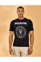 Men Black Miami Graphic Crew Neck T Shirt
