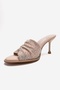 Karina Beige Stone Women's Thin Heeled Slippers - 6