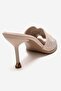 Karina Beige Stone Women's Thin Heeled Slippers - 5