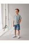 Boys Indigo Jacquard Resort Collar Short Sleeve Shirt - 2