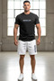 Premium 100% Cotton Men's Black and White Back Printed T-Shirt and Shorts Set - 7