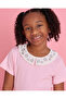 Girls Pink Collar With Stones Casual Jersey Top - 4