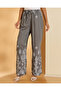 Women Grey Printed Wide Leg Casual Trouser - 2