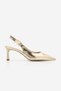 Women's Stiletto Pointed Toe Open Back Buckle Elastic Short Classic Heeled Shoes Zelor Gold - 3