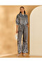 Women Grey Printed Wide Leg Casual Trouser