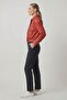 Narçiçeği Oversize Crop Belted Shoulder Epaulet Detailed Genuine Leather Women's Coat - 5