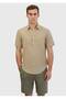 Mink Plain Casual Fit Short Woven Casual 100% Linen Shirt