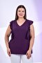 Women's Plus Size Flounce Blouse Purple
