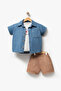Short Sleeve Denim Shirt Shorts 3-Piece Summer Boys' Set 3711 Smr - 5