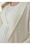 Ruffle Detailed Maternity Pajamas and Striped Jacquard Dressing Gown 3-Piece Maternity Set - 5