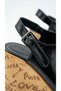Women's High Straw Look Wedge Heel Sandals Shoes Slippers with Closed Top Buckle Detail - 7