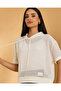 Women Ivory Mesh Hooded Active Sweatshirt - 4