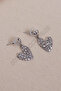 Silver Earrings with Baguette Stones and Heart Pendant