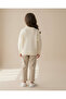 Girls Off White Textured Cardigan With 3D Flowers - 3