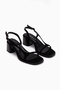 Julie Genuine Leather Black Suede Heeled Women's Sandals - 4