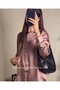 Luxury Blush Satin Button-Down Shirt for Women-Size L - 3