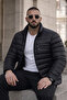 Men's Casual Pocketed Basic Lined Black Puffer Jacket - 4