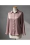 Luxury Blush Satin Button-Down Shirt for Women-Size L
