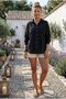 Black Shirt with Collar, Cuffed Sleeves, Buttoned Double Pockets, Embroidered Casual Cotton Woven Shirt 67 55 - 3